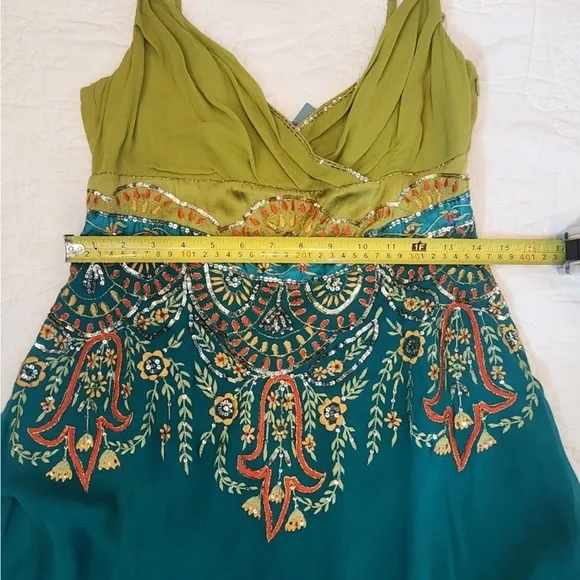 Karen Millen 100% silk Coachella Embroidered Handkerchief Dress Coachella fairy - Picture 12 of 15